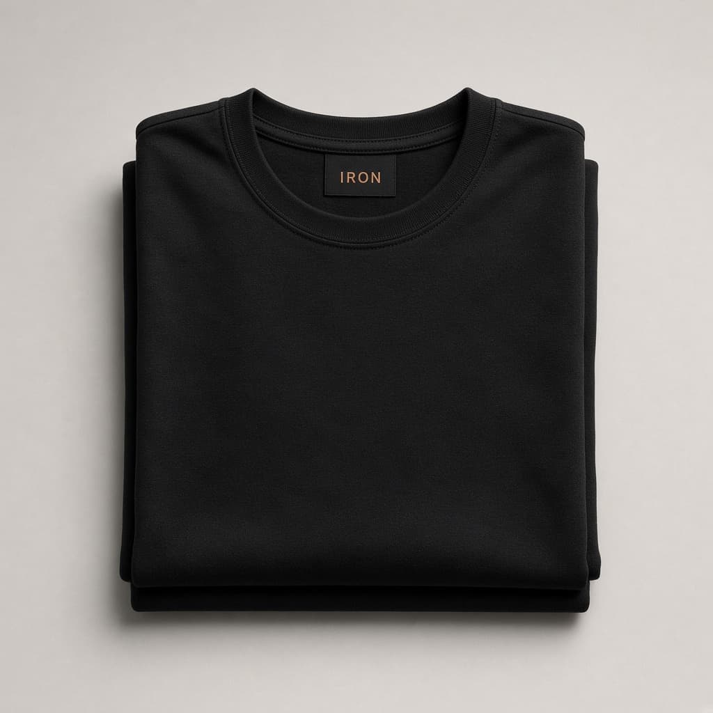 Camiseta preta de treino dobrada